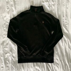 BLACK POLO QUARTER ZIP SWEATSHIRT